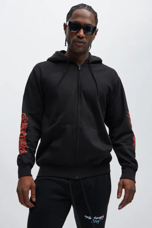 Sacrifice For Success Zip Up Hoodie - Black sold by Fashion Nova