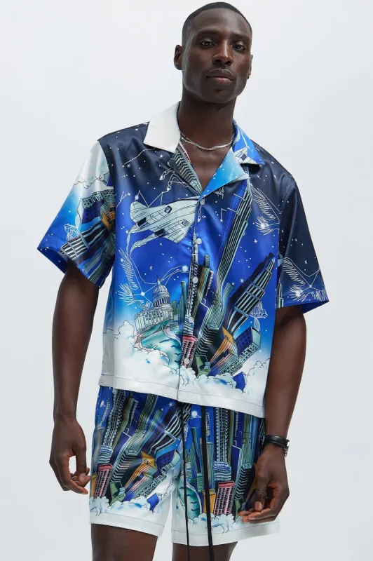 Skyline Shirt - Blue/combo made by Fashion Nova