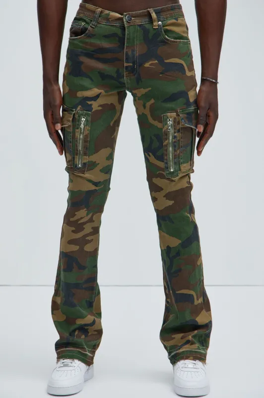 Get Me Started Cargo Flare Pants - Camouflage sold by Fashion Nova