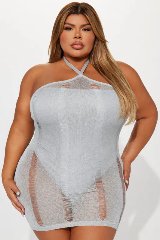 Speculated Reflection Mini Dress - Silver sold by Fashion Nova