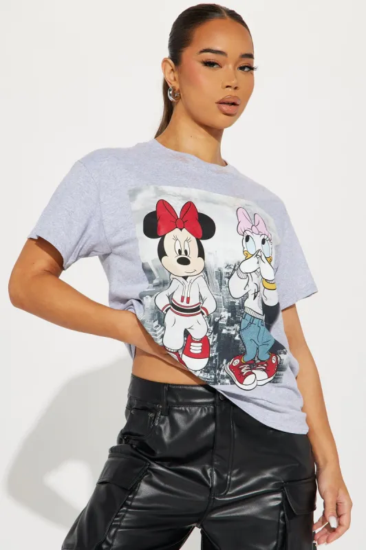 Minnie & Daisy Graphic Tshirt - Heather Grey sold by Fashion Nova