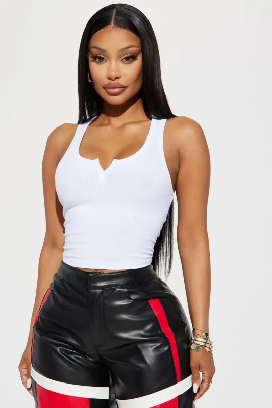 Leah Ribbed Tank Top - White sold by Fashion Nova