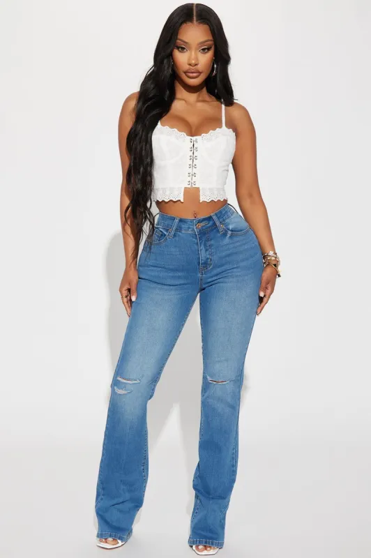 Flaunt It Booty Lifter Stretch Bootcut Jean - Medium Wash sold by Fashion Nova