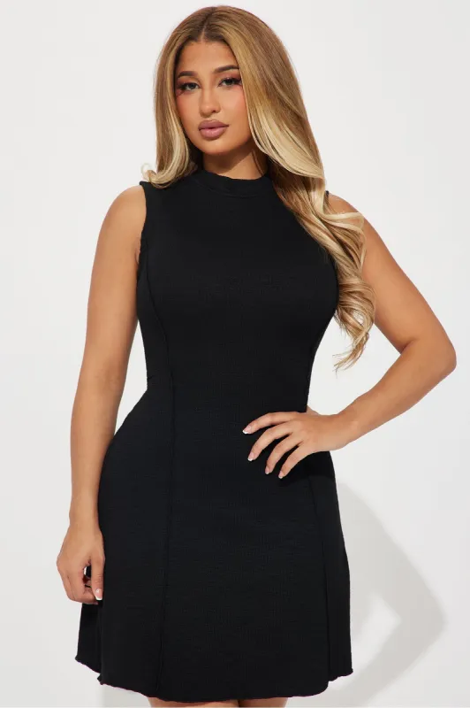 Rosalynn Skater Mini Dress - Black sold by Fashion Nova