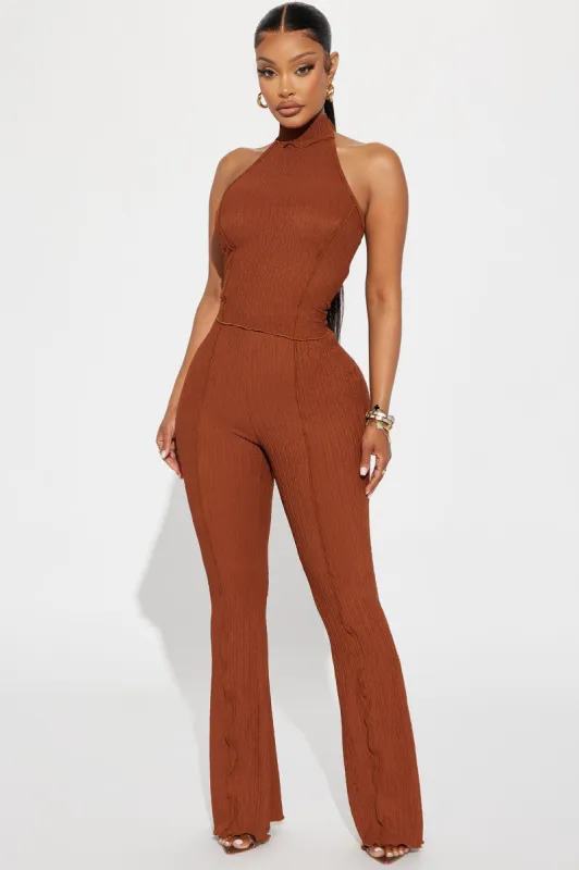 Never Alone Textured Pant Set - Mocha sold by Fashion Nova