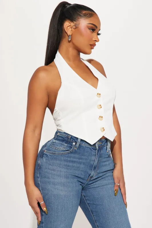From The Back Vest Top - White sold by Fashion Nova