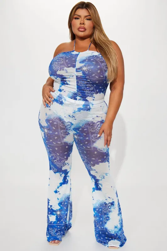 Danni Mesh Pant Set - Royal/combo sold by Fashion Nova
