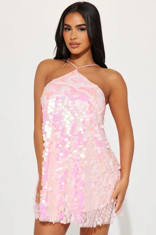 Alice Sequin A Line Mini Dress - Pink sold by Fashion Nova