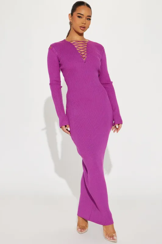 Sara Sweater Maxi Dress - Magenta sold by Fashion Nova