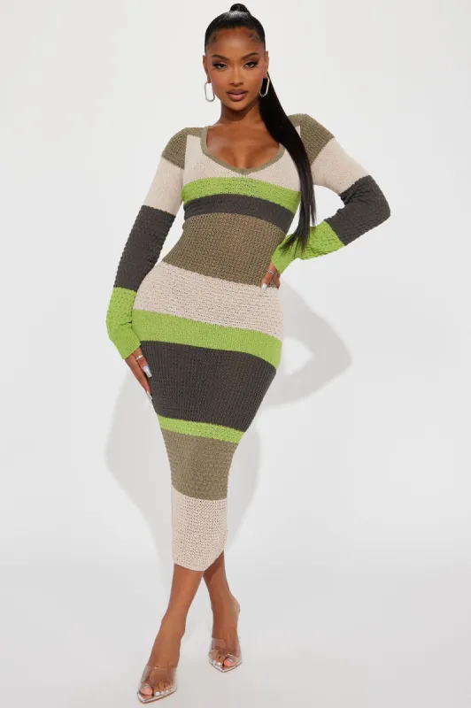Crystal Sweater Maxi Dress - Olive | Parallel