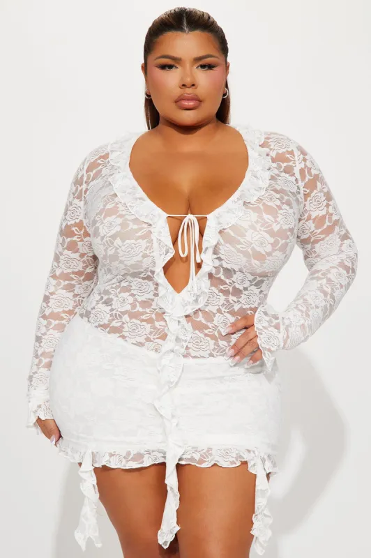 Mollie Lace Mini Dress - White sold by Fashion Nova