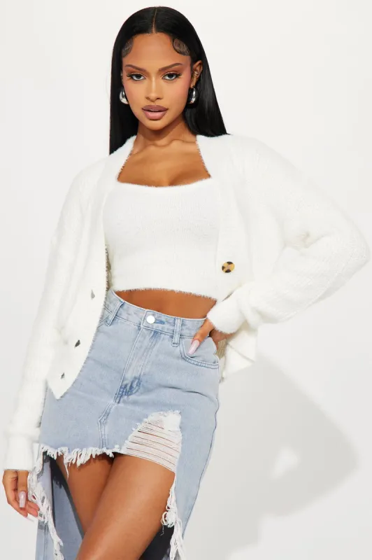 Can't Stop Love Fuzzy Sweater Set - Ivory sold by Fashion Nova