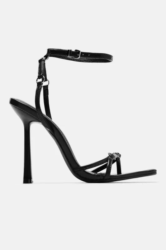 Breaking The Rules Heeled Sandals - Black sold by Fashion Nova