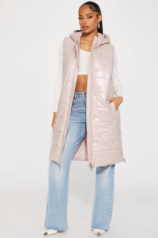 Diamond Girl Faux Leather Puffer Vest - Pink sold by Fashion Nova