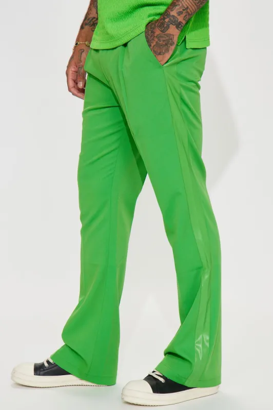 Wynn Side PU Panel Gabardine Trousers - Green sold by Fashion Nova