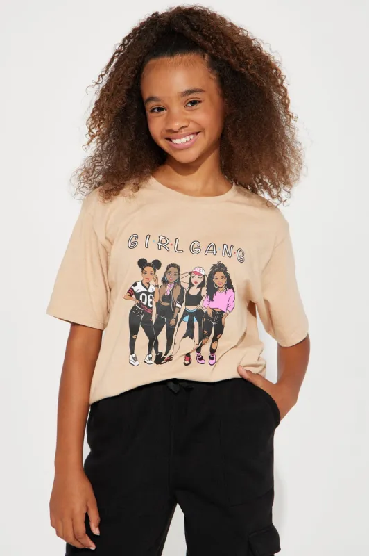 MINI MY GIRLGANG SHORT SLEEVE TEE - Khaki sold by Fashion Nova