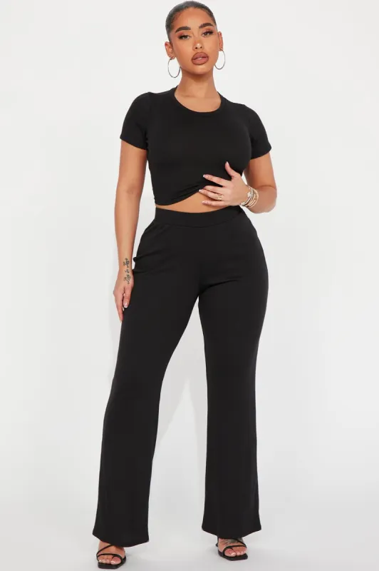 Ramona Ribbed Pant Set - Black sold by Fashion Nova