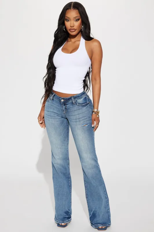 Can't Compete Low Rise Stretch Bootcut Jean - Medium Wash made by Fashion Nova