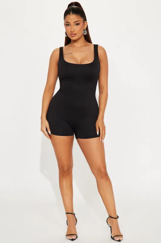 Inde Double Lined Romper - Black sold by Fashion Nova