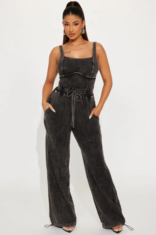 Keep It Up Jumpsuit - Charcoal sold by Fashion Nova