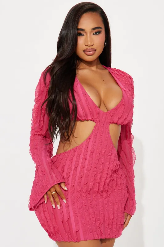 Kiara Textured Mini Dress - Fuchsia sold by Fashion Nova