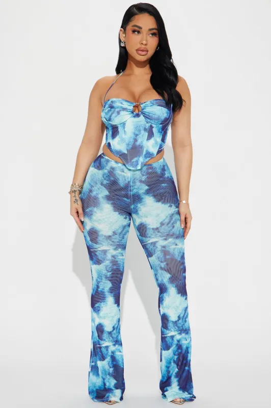 Ocean Eyes Mesh Pant Set - Blue/combo sold by Fashion Nova