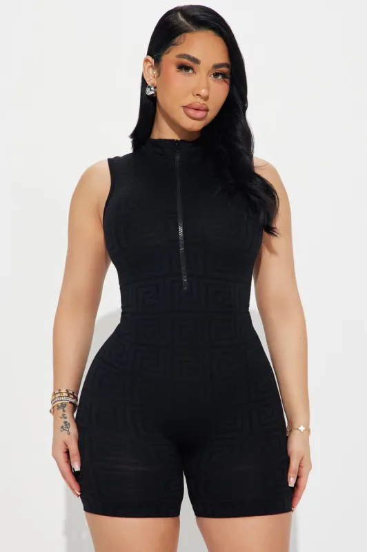 Bianka Seamless Romper - Black sold by Fashion Nova