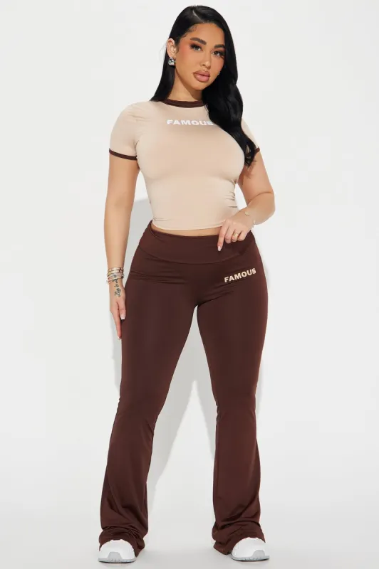 Almost Famous Pant Set - Chocolate/Combo sold by Fashion Nova