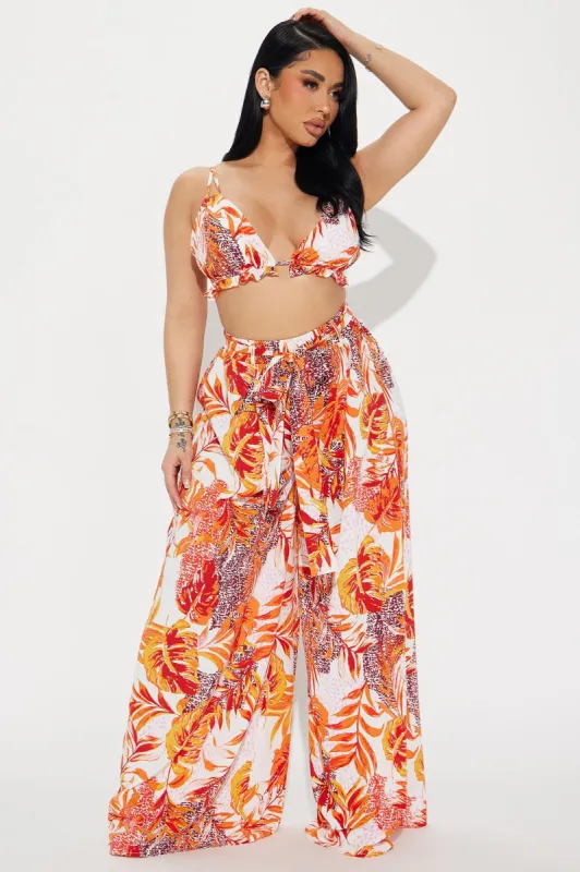 Clara Tropical Pant Set - Orange/combo sold by Fashion Nova