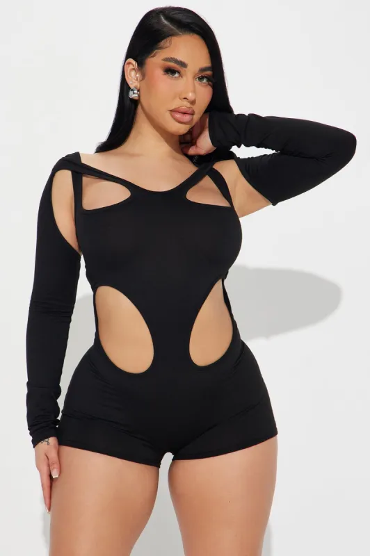 Allure Me Romper - Black sold by Fashion Nova