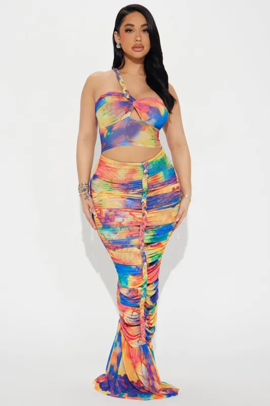 Twisting Thoughts Mesh Maxi Dress - Multi Color sold by Fashion Nova