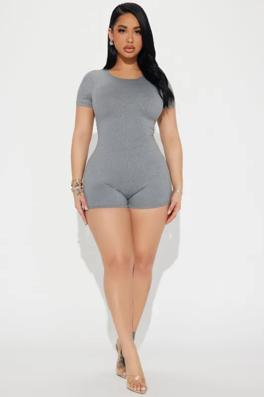 Ericka Double Lined Romper - Charcoal sold by Fashion Nova