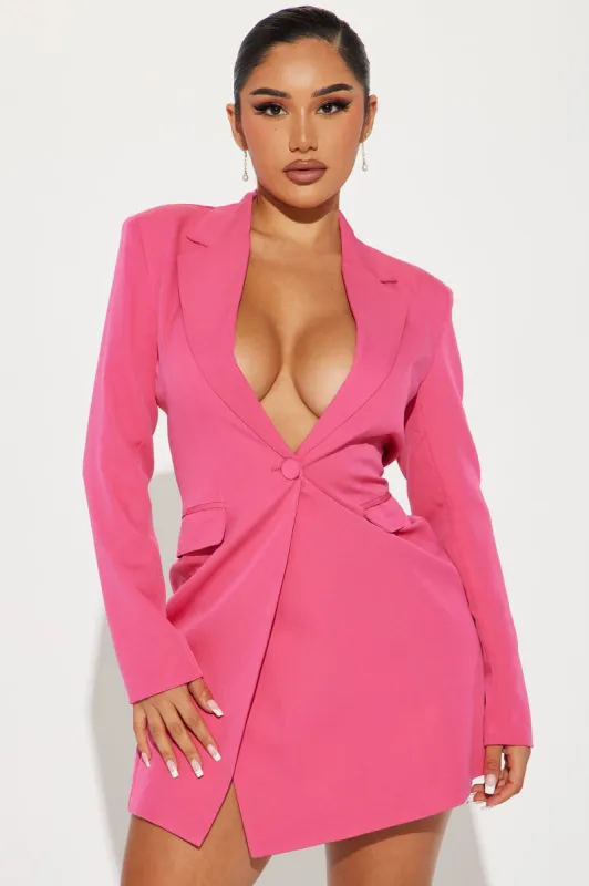 Blair Blazer Mini Dress - Hot Pink sold by Fashion Nova