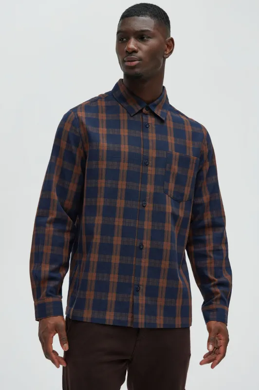 Edgar Plaid Shirt - Brown Combo sold by Fashion Nova