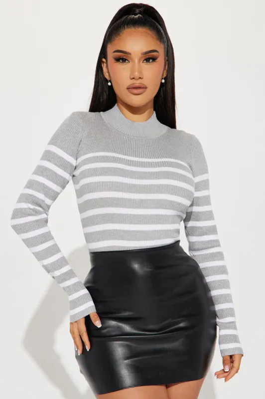 Aletha Striped Sweater - Grey/combo sold by Fashion Nova