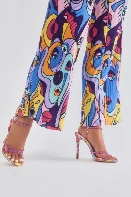 All Day All Night Heeled Sandals - Red/combo sold by Fashion Nova