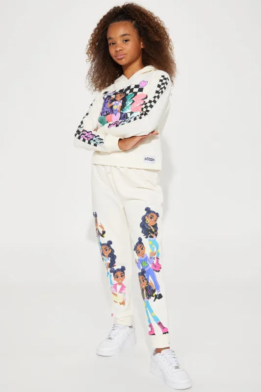 Mini Lay Lay Freestyle Fleece Jogger Set - Ivory made by Fashion Nova