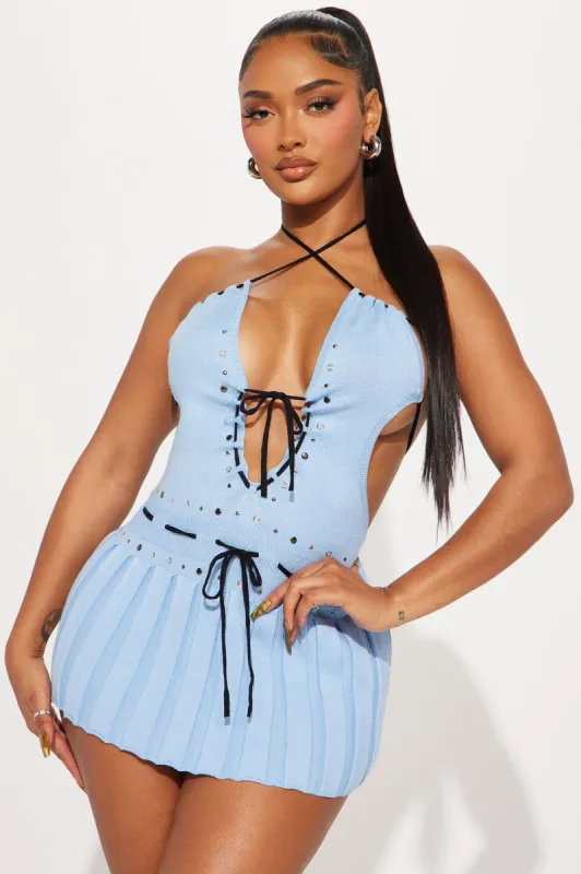 Adrianna Knit Mini Dress - Blue sold by Fashion Nova