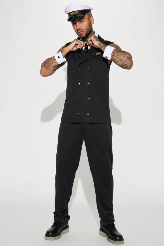 Airline Pilot 5 Piece Costume Set - Black/combo sold by Fashion Nova