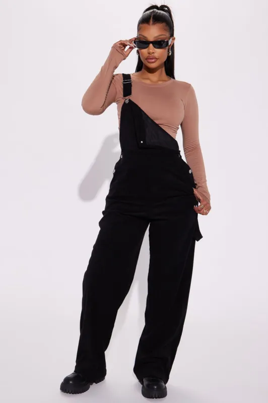 Feel The Passion Corduroy Jumpsuit - Black sold by Fashion Nova