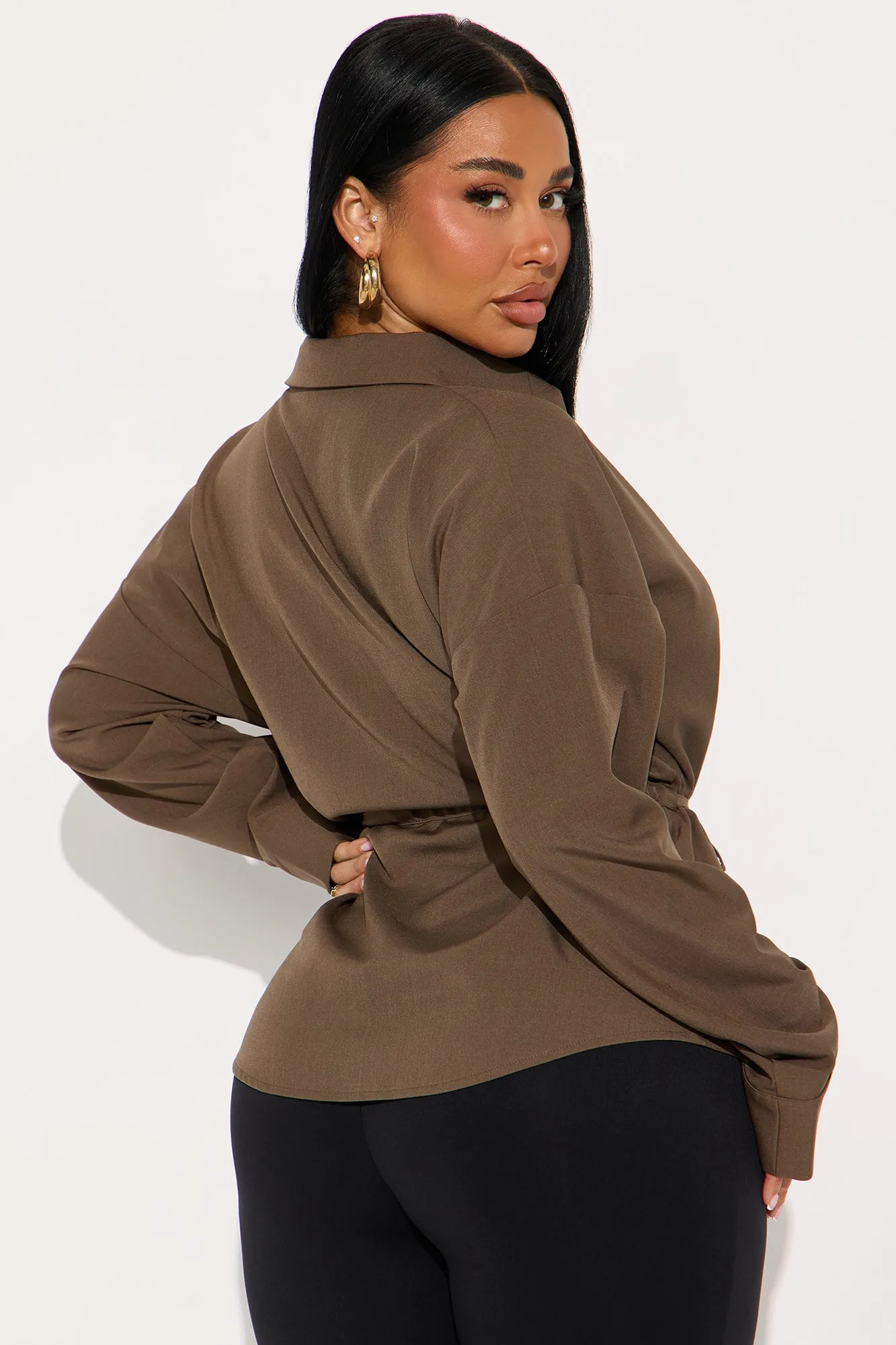 Beyond Limits Tie Waist Shirt - Brown sold by Fashion Nova product image thumbnail 3
