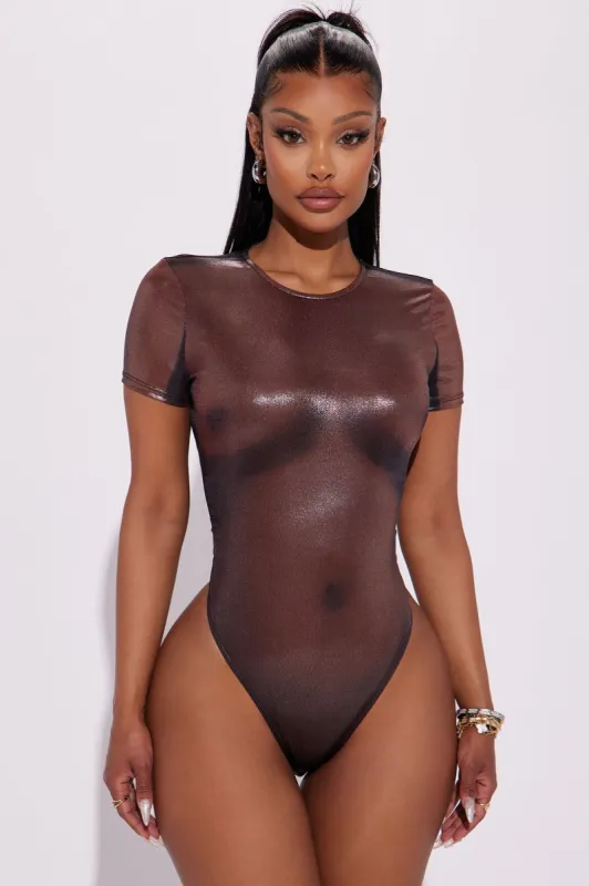 Work It Metallic Bodysuit - Bronze sold by Fashion Nova