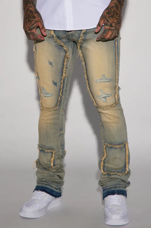 Square It Out Stacked Skinny Flare Jeans - Medium Wash sold by Fashion Nova