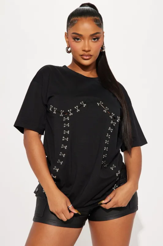 Take The Risk Oversized Tee - Black sold by Fashion Nova