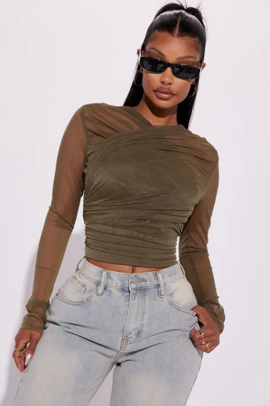 Expensive Taste Mesh Top - Olive sold by Fashion Nova