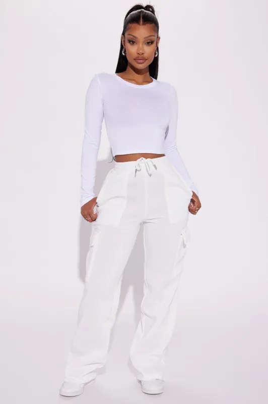 Tessa Fleece Lounge Jogger - Ivory sold by Fashion Nova