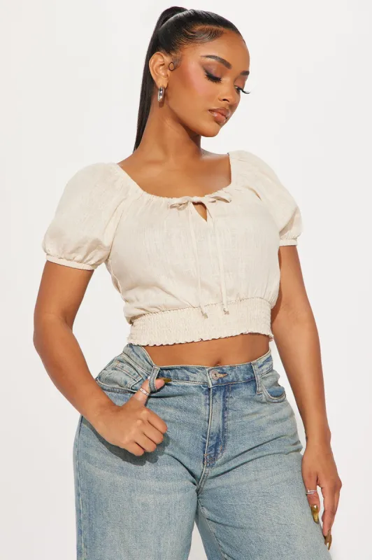 Aimee Linen Top - Khaki sold by Fashion Nova