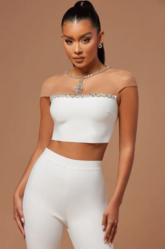 Brooke Bandage Crop Top - White sold by Fashion Nova