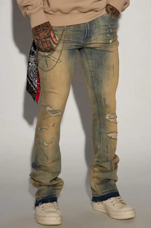 Get It Right Stacked Skinny Flare Jeans - Dark Wash sold by Fashion Nova