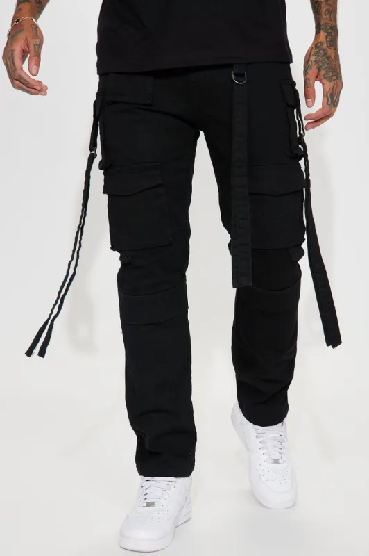 Rambo Relaxed Twill Cargo Pants - Black sold by Fashion Nova